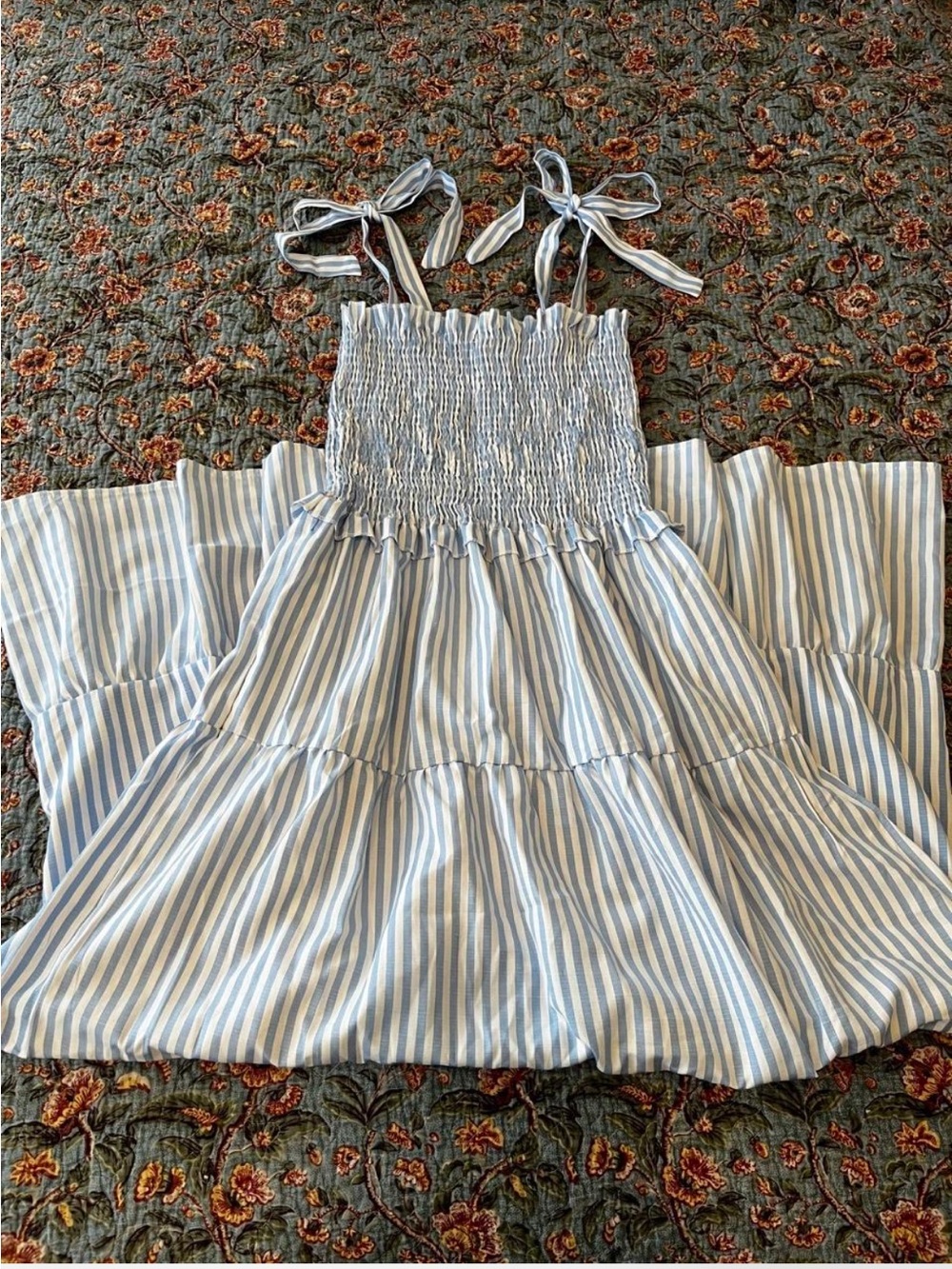 Rosedress White & Blue Striped Flowy Maxi Dress